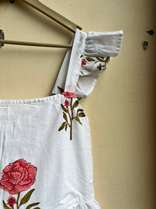 Robe d'été bohème vintage sans manches en coton avec imprimé floral multicolore joyeux, imprimé à la main, col carré, robe longue maxi - Product Image 2