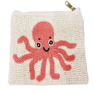 Pochette brodée perlée motif argent, mini porte-monnaie matelassé avec fermeture éclair en crêpe pur, tendance pour femme - Product Image 5
