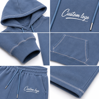 Ensemble survêtement homme grande taille en coton tricoté premium, sweat à capuche et pantalon de survêtement épais, respirant, avec poches, décontracté