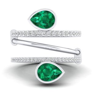 REYES Wholesale Factory Price 14K Solid Gold Moissanite <b>Ring</b> High Quality Emerald Gemstone Exclusive Designer Jewelry For Women - Product Image 2