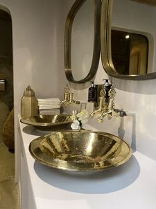 Mirror Finish Brass Wash <b>Basin</b> Handmade Bathroom Vessel Sink Premium Decorative Countertop Fixture Luxury Modern Interior Collec - Product Image 6