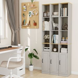 6 Tier 72\" Tall Slim <b>Storage</b> Sideboard 1 Door 2 Adjustable Shelves <b>Narrow</b> Freestanding Bathroom Bookcase Display Cabinet - Product Image 4