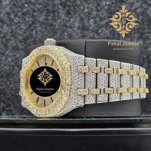 Montre mécanique de luxe avec cadran saphir, bracelet en acier inoxydable bicolore, boîtier en moissanite, affichage de la date, design élégant pour - Product Image 2