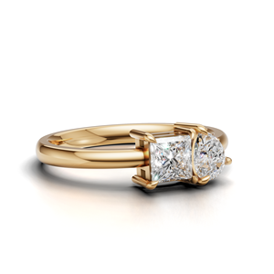 IGI Certified Lab Grown Diamond Toi Et Moi <b>Ring</b> 18K Yellow / White & Rose Gold Pear & Princess Shape Engagement <b>Ring</b> for Women - Product Image 2