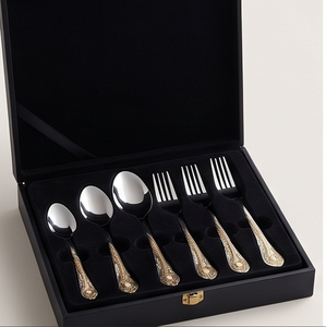 Elegant Metal Flatware <b>Set</b> With Gold Inlay Handles High Mirror Polish Dishwasher Safe <b>For</b> Wedding Dining Use - Product Image 6