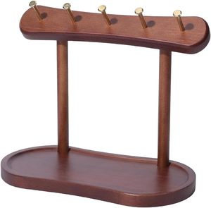 1 Porte-clés en bois avec plateau, support de clés en bois avec 5 crochets, pour table - Product Image 1