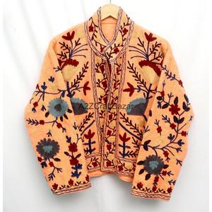 Chaqueta de Algodón para Mujer, Multicolor, Tejida a Mano, Bordada con Diseño Floral Suzani, Cuello en V, Transpirable, de Secado Rápido y Ecológica - Product Image 1