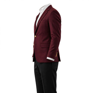 <b>Men's</b> Burgundy Single Breasted Flat Front Suit <b>Jacket</b> with <b>White</b> Shirt and Black Pants Polyester Material Adult Formal Wear - Product Image 5