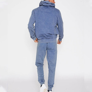 Men's Blue <b>Hooded</b> Tracksuit Full <b>Zip</b> Cotton Streetwear Sweatshirt and Cargo Pants Set Autumn Casual Wear - Product Image 4