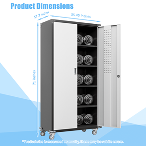 Armadietti per Garage regolabili con porte di chiusura e 4 ripiani - Product Image 3