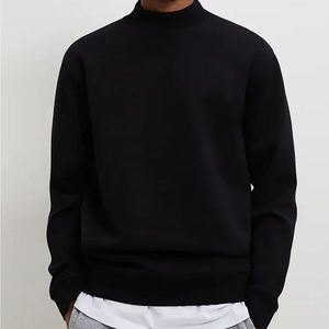 OEM Custom Mock Neck Blank <b>Plain</b> French Terry Oversized 100% Cotton Drop Shoulder Pullover Crewneck Sweatshirt <b>Jumper</b> for Men - Product Image 2