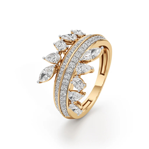 Luxury 18K Solid <b>Gold</b> <b>Cocktail</b> <b>Ring</b> With Pear Cut Diamond Flower Design Women's Engagement <b>Ring</b> - Product Image 2