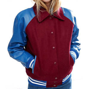 Chaqueta Letterman Personalizada con Detalle de Botones, Tejido de Punto Transpirable, Diseño Invernal para Mujer en Talla Adulta - Product Image 1