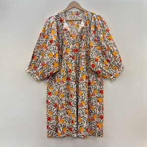 Vestido Midi Informal para Mujer, para Uso Diario, para Todas las Temporadas, Tejido 100% Algodón, Estampado Floral, Liso, Manga Corta, Cintura Imperio, Estilo Babydoll - Product Image 1