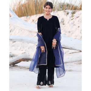Ensemble de costume en velours bleu Ilana XS - Product Image 6