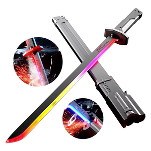 <b>Light</b>-Up Toy Sword with Spark Effects, Metal Clash Sound & Mist Spray, <b>Pull</b>-Out Blade Action Kids Roleplay Sword - Product Image 1