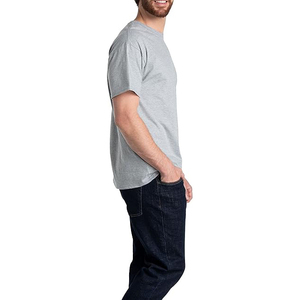 Men's Gray Regular Fit Cotton T-<b>Shirt</b> Short Sleeve O-Neck Solid Color Casual Jersey Knitted Blank Design - Product Image 2