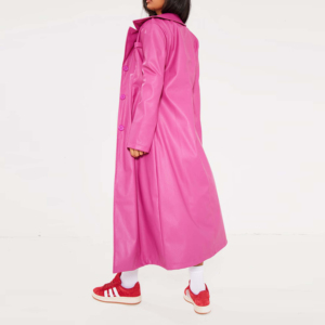 Breathable Custom Genuine Leather Eco-Friendly Waterproof Women's <b>Quilted</b> Trench Coat Slim Fit Winter Polyester Lining <b>Single</b> - Product Image 2