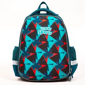 Mochila de EVA verde oscuro con carcasa rígida, mochila con protección para la columna vertebral que reduce la carga, mochila con patrón de forma geométrica para escuela primaria - Product Image 2