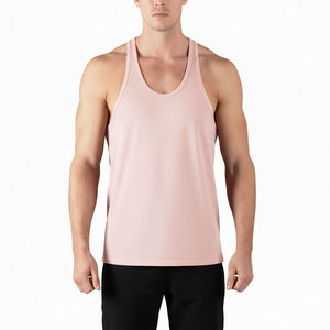 Camiseta Deportiva sin Mangas para Hombre, Estilo Racerback, Tejida, Elástica, Transpirable, para Gimnasio, Fitness, Entrenamiento, Running, con Logotipo - Product Image 1