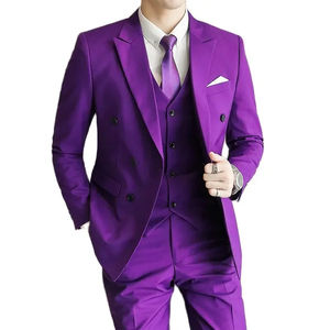 Traje de 2 Piezas para Hombre, Traje de Boda Cruzado, Chaqueta y Pantalones, Ropa Formal, Talla Grande - Product Image 3