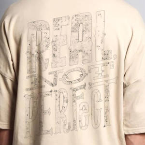 T-shirt personnalisé d'hiver pour homme, faible MOQ, 100% coton 220 GSM, délavé à l'acide, coupe oversize, effet vieilli, écologique - Product Image 3