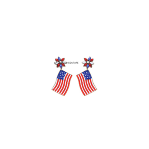 Pendientes de cuentas del 4 de julio, duraderos, hechos a mano, con diseño de la bandera de EE. UU., joyería patriótica, accesorios para desfiles. - Product Image 1