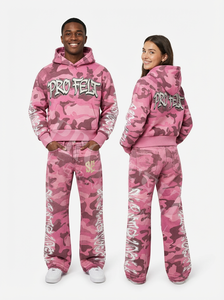 Conjunto Deportivo de Primera Calidad con Camuflaje, Logotipo Personalizado, Transpirable, Estampado, 100% Algodón, Sudadera con Capucha y Pantalones, Unisex, Ropa Casual de Calle - Product Image 3