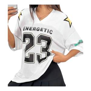 Camiseta Deportiva Casual de Manga Corta con Cuello en V, de Malla Transpirable y Secado Rápido para Mujer, con Opción de Logotipo Personalizado, 100% Poliéster - Product Image 1
