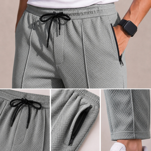 Pantalon de jogging décontracté pour homme, noir, séchage rapide, coupe droite, style vintage, taille élastique, cordon de serrage, poches latérales, léger - Product Image 4