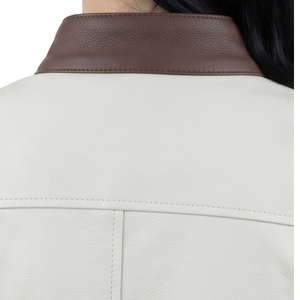 Veste en cuir pour femme avec ceinture, veste de motard en cuir véritable pour femme, fabricant de vestes en cuir pour femme avec fermeture éclair sur le devant - Product Image 4