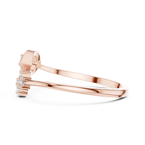 Bague ouverte florale en or rose et diamants personnalisée pour femme, bague de promesse minimaliste réglable, bijoux fins, cadeau - Product Image 5