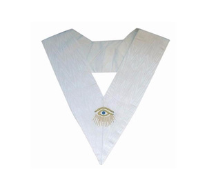 Collar de 28.º Grado del Rito Escocés Hecho a Mano, Satén Blanco con Ojo que Todo lo Ve, Regalia Masónica, Regalia Ceremonial con Bordado - Product Image 1
