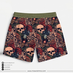 Mawra - Shorts de Baño para Hombre con Estampado Floral de Calavera, Secado Rápido, Poliéster, Corte Regular, para Playa, Verano - Product Image 4