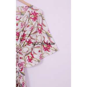 Vestido Abaya Largo para Mujer, Estampado a Mano, Estilo Kaftan, Informal, Hecho a Mano en Oriente Medio, de Algodón Puro, para Verano y Otoño - Product Image 4