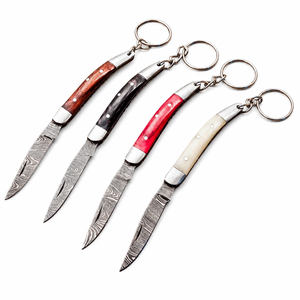 Navajas Plegables de Acero de Damasco con Mango de Madera y Funda de Cuero para Acampar al Aire Libre, Multicolor, Grado DIY - Product Image 2