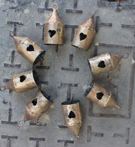 Best Selling Heart Shaped Iron Metal Tin Love Bells Set <b>Rustic</b> Hanging Decor for <b>Door</b> Window and Balcony Available for Sale - Product Image 3