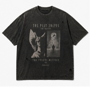 เสื้อยืดกราฟิกวินเทจแบบซักพิเศษสำหรับผู้ชาย ทรงโอเวอร์ไซส์ ผ้าฝ้าย 100% ล้างสีแบบแอซิดวอช สไตล์สตรีทแวร์ พิมพ์ลายด้วยเทคนิค DTG เป็นมิตรต่อสิ่งแวดล้อม - Product Image 1