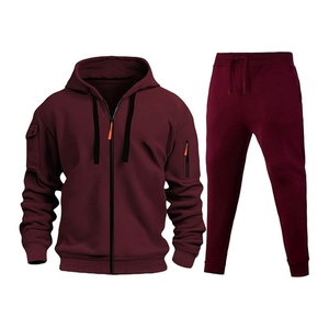 Conjunto Deportivo Unisex de Invierno con Forro Polar, Transpirable, de Algodón, con Sudadera con Cremallera Completa y Pantalones Deportivos con Bolsillos, para Correr, Cálido - Product Image 3