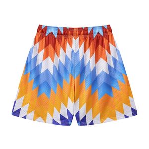 Shorts rétro en maille avec imprimé graphique zigzag chevron, respirants en polyester, au-dessus du genou, pour le basketball, la gym et le streetwear - Product Image 2
