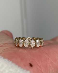 Anillo de Eternidad con Diamantes Cultivados en Laboratorio de Corte Ovalado, Anillo de Eternidad Completo Ovalado de Oro de 14k, Anillo de Boda Ovalado Creado en Laboratorio - Product Image 4