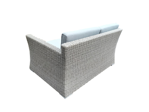 Conjunto de Sofás de Jardín de Mimbre para Exteriores con Cojines Blancos, Diseño Contemporáneo, Muebles de Mimbre de PE Impermeables para Patio - Product Image 4