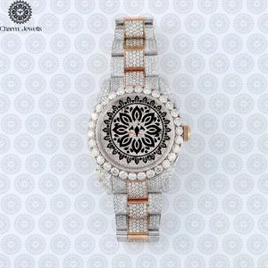 Reloj de Lujo para Mujer Charm Jewells, Caja Redonda de Acero Inoxidable de 38 mm, Bisel con Diamantes, Cierre Plegable de Cuarzo Analógico - Product Image 3