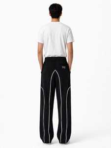 ONETEN APPAREL กางเกงวอร์มขายาวสีดำสำหรับผู้ชาย เอวยางยืด มีเชือกผูก แถบข้างสีขาว กางเกงทรงสปอร์ต - Product Image 5