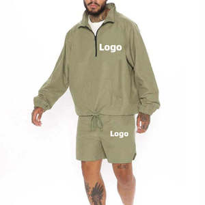 Ensemble court coupe-vent d'été unisexe, style streetwear, en nylon, comprenant une veste à capuche et un short, pour homme, 2 pièces - Product Image 1