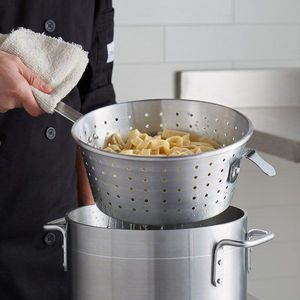 Polished Stainless Steel <b>Colander</b> For Kitchen Counter Use With Stable Base And Efficient Water Drainage - Product Image 1