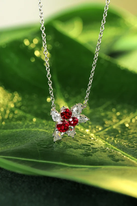 Romantic 925 Silver <b>Necklace</b> With <b>Ruby</b> Center And Diamond Accents Women's Everyday Wear Jewelry - Product Image 6