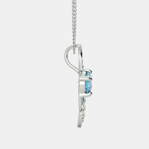 Collar con Colgante de Diamante Cultivado en Laboratorio con Topacio Azul y Oro Blanco - Product Image 3
