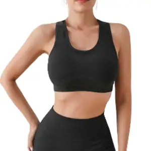 Bra olahraga Yoga Crop Top wanita, BH olahraga dampak sedang LOGO kustom kebugaran kualitas tinggi