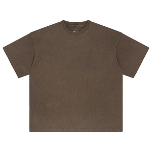 Short Sleeve 100% Coton Plain Men's Gym Shirts Character Oversized <b>Top</b> Acid Wash Oversize Girls T-Shirt Double-Collar <b>Distressed</b> - Product Image 2